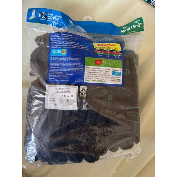 Hanes Boys Black Crew Cut Socks - Pack of 11 pairs - Picture 8 of 9